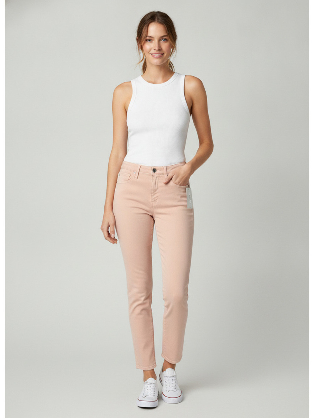 AG Jeans Prima Crop Cigarette Leg Jeans in Blush Pink